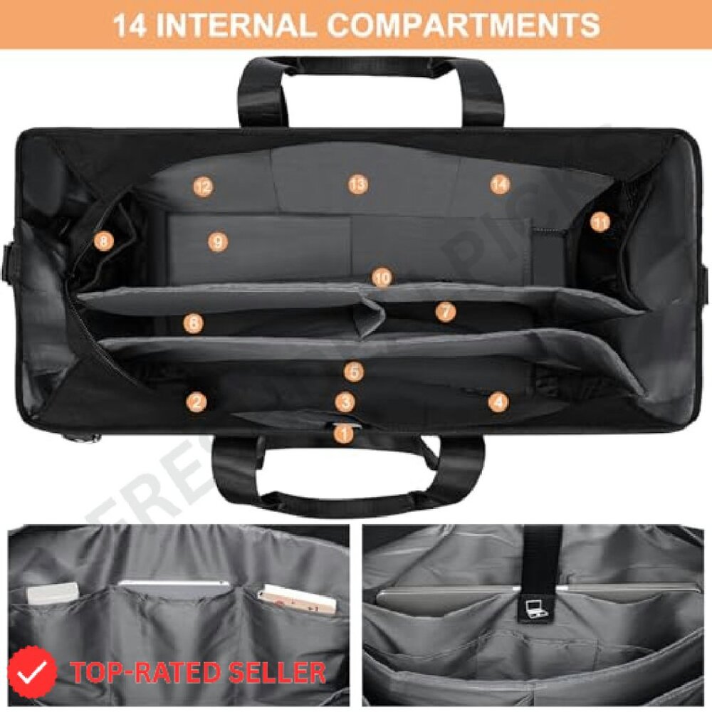 Structured Work Tote Bag Large Capacity Multi-Poc… - image 5